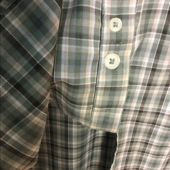 Men’s David Taylor L Large Button Front Casual Shirt Olive Green Plaid Tan NWOT - Picture 7 of 7